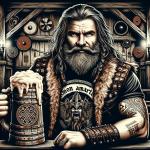 DALL·E 2023-11-17 16.42.37 - An illustration in the style inspired by the band Amon Amarth, featuring a middle-aged Caucasian man with long, unkempt hair. He embodies a Viking met.png